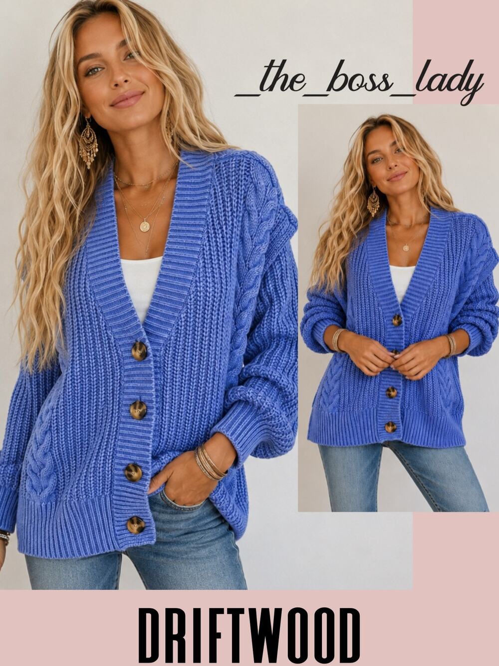 Driftwood sweater chunky knit cardigan cozy boho western slouchy Small